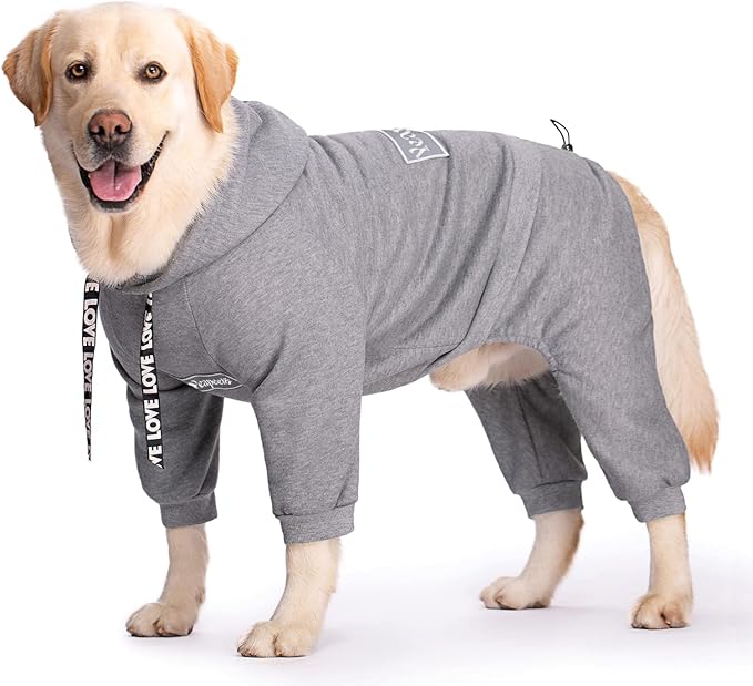 Dog Hoodies Winter Coat for Large Medium Dogs, Pullover 8 Legs Warm Coat Hooded Sweatshirt, Fleece Hoodie for Cold Weather (Grey, 4X-Large)