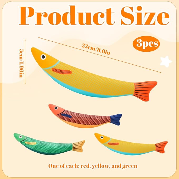 3 Pack Catnip Toys, Cat Toys Interactive, Interactive Cat Toys for Indoor Cats, Saury Fish Kitten Toys Suitable for Playtime and Hunting Instinct Stimulation