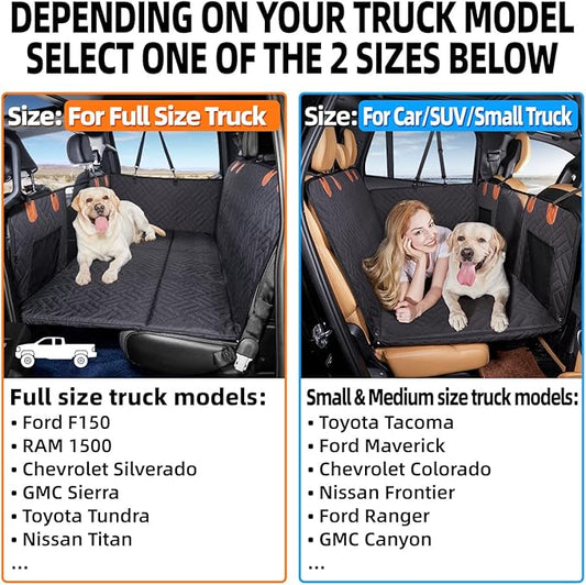 YJGF Dog Back Seat Extender for Truck,Truck Seat Cover Back Seat,Dog Hammock for Truck,Pet Seat Covers for Dogs,Hard Bottom Seat Extender for Dogs,Dog Seat Cover for F150/RAM1500/Silverado (Black)