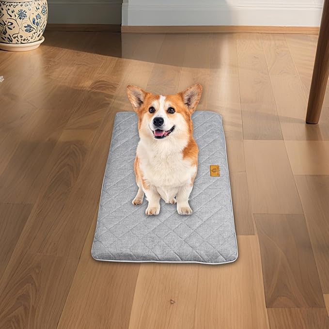 All-Season Dog Bed, Soft & Comfortable Dog Kennel Pad for Crate Durable Mat for Dogs & Cats,Ideal for Crate, Kennel(Gray, Large)