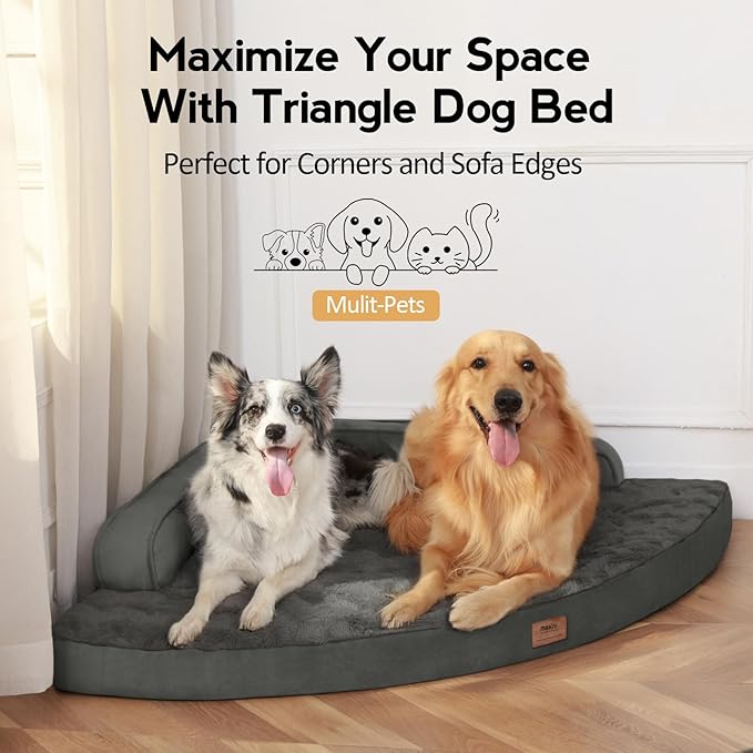 Large Orthopedic Dog Bed with Sides XXXL Dog Beds with Removable Washable Cover Non-Slip Waterproof Pet Bed for Extra Large Dogs - Dark Grey XXXL