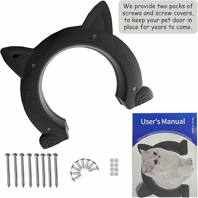 Fhiny Cat Door Interior Door, Back Friendly Kitten Doors Without Flap for Wall Durable and Easy to Install Adds Privacy Pet Door Up to 20 Lb Cute Pass Hole Corridor for Cats Doggies