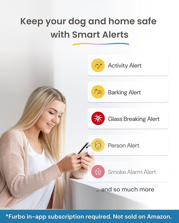 Furbo 360° Dog Camera - Unlock with Paid Plan: Home Security & Dog Safety Alerts, Rotating Pet Treat Dispenser w/ 2-Way Speaker, Smart Indoor Cam w/Phone App (3mo Minimum Subscription Required)