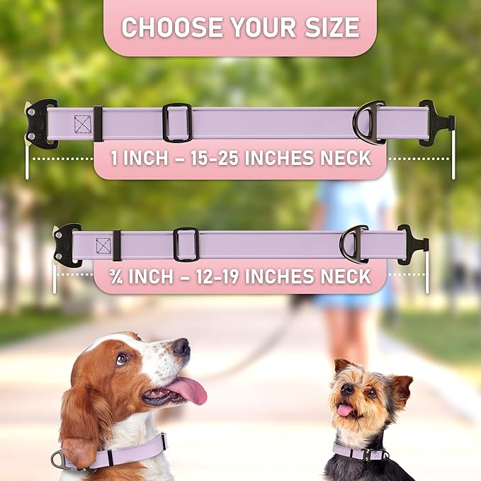 Biothane Dog Collar with Cobra Buckle - Made in USA - QR Code Dog Tag ID Included - Adjustable Heavy Duty Dog Collars for Medium Large Dogs - Waterproof Military Grade Tactical Collar for Dogs