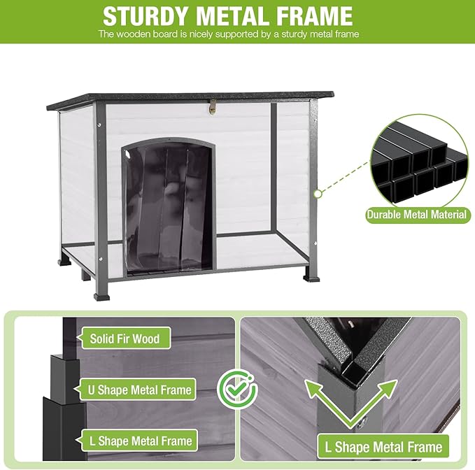 Large Heated Dog House Outdoor XL Insulated Dog House Weatherproof Dog Kennel (Outdoor Dog House (Standard Model), Large Insulated Dog House (AIR73))