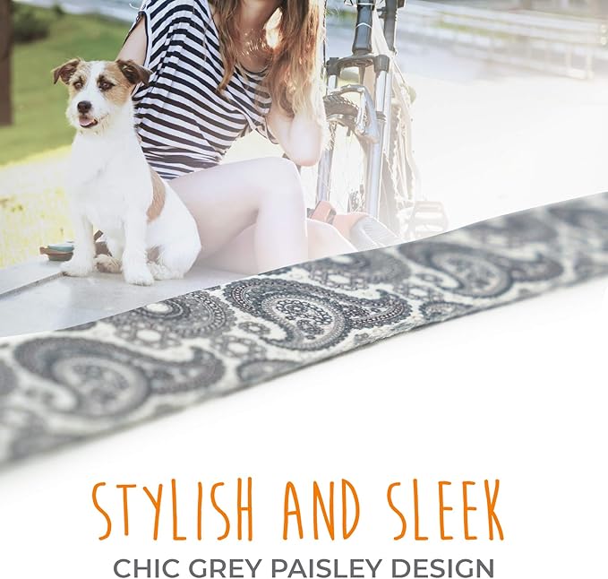 Mighty Paw Grey Paisley Designer Collar - Stylish and Sleek - Great for Small and Large Dogs - Ultimate Comfort with Soft Premium Polyester Webbing - Heavy-Duty Hardware for Long Lasting Use - M