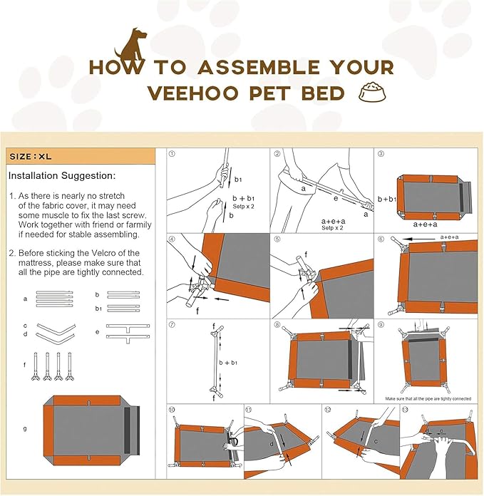 Veehoo Outdoor Elevated Dog Bed Large Sized Dogs, XL Cooling Raised Dog Cots Beds Training Platform Off Ground Hammock with Breathable Mesh, No-Slip Feet, 49"x33", Blue