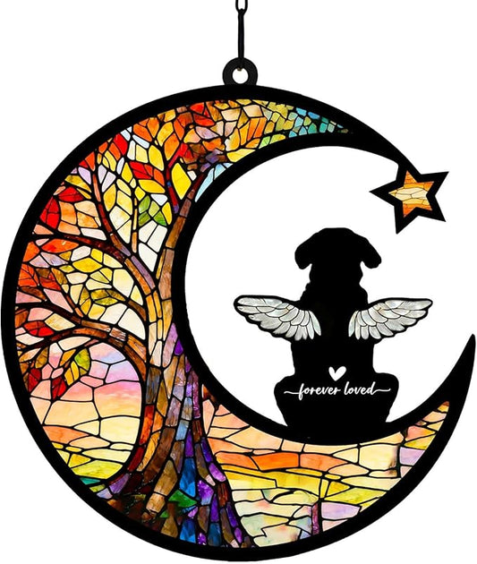 Personalized Loss of Dog Sympathy Gift, Custom Dog Memorial Suncatcher, Dog Memorial Gift, Loss of Dog Gift, Pet Remembrance Gift, 5.2" (Life Tree)