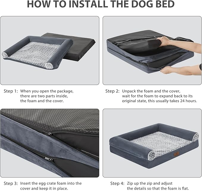 WNPETHOME Orthopedic Dog Beds Large Sized Dog, Large Bed Foam Pet Couch with Washable Cover, Waterproof Washable Pet Bed Sofa, Big Pet Bed
