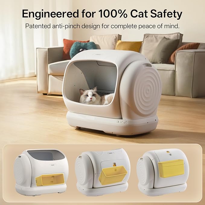 UBPET Self Cleaning Cat Litter Box, XXXL Automatic Litter Box for Multiple Cats, Weight Sensors Safety Protection, Smart APP Control, Odor Control, Works with Clumping/Bentonite/Mineral Litter
