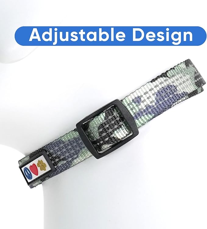 Pawtitas Reflective Dog Collar - Adjustable, Large Dog & Puppy Collar - Camouflage Grey