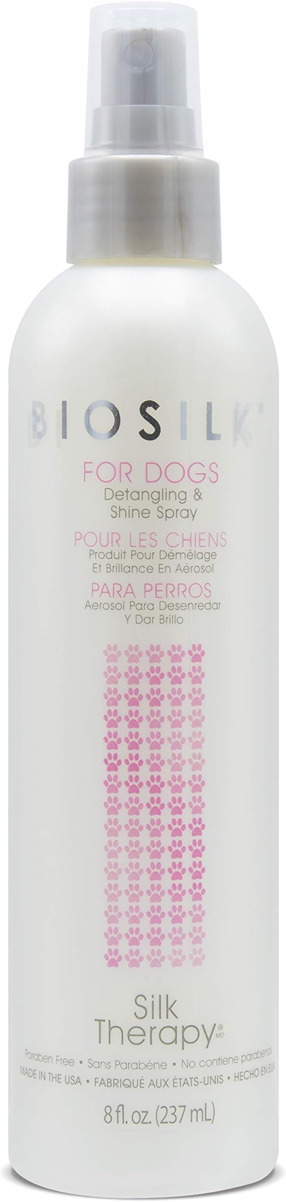 BioSilk for Dogs Silk Therapy Detangling Plus Shine Protecting Mist for Dogs | Best Detangling Spray for All Dogs & Puppies for Shiny Coats and Dematting | 8 Oz - Pack of 2,white