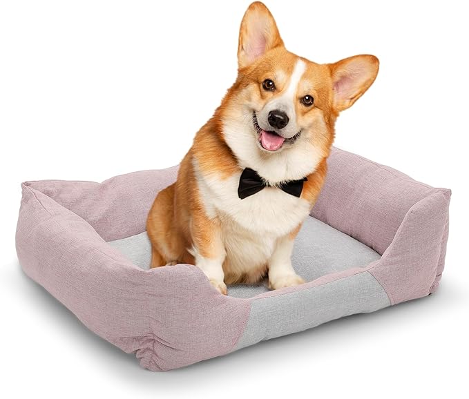 Athena Collection Dog Bed Large Size Dog, 32 Inches Washable Dog Bed for Large Cats Pets, Cozy Soft Warming Fabric with Nonskid Bottom, Pink
