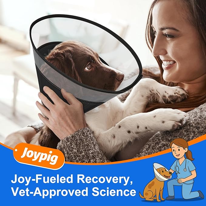 Dog Cone Collar with Soft Liner to Stop Licking, Elizabeth Recovery Collar After Surgery for Large Medium Dogs, Comfortable Pet Head Cone Alternative for Neutering Spay Injury (S)