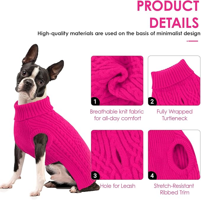 AOFITEE Dog Sweater, Medium Dog Sweater Girl Boy, Soft Turtleneck Pet Pullover for Winter Fall, Dogs Sweaters Dogs Knitwear for Jack Russell, Mini Dachshund, Boston Terrier, Schnauzer, M
