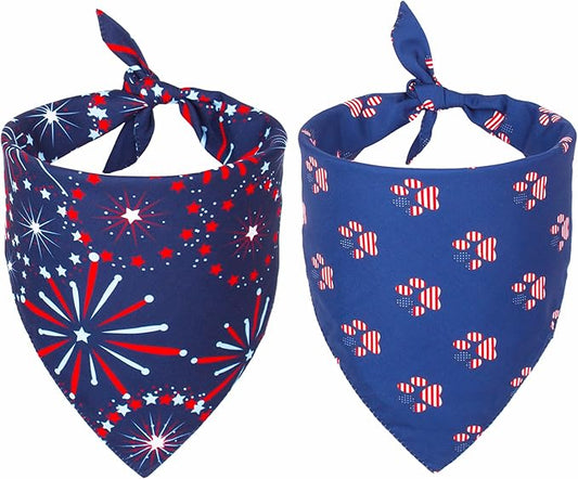 ADOGGYGO American Flag Dog Bandana, Multiple Sizes Offered, Triangle 4th of July Bandanas for Small Dogs (Small)