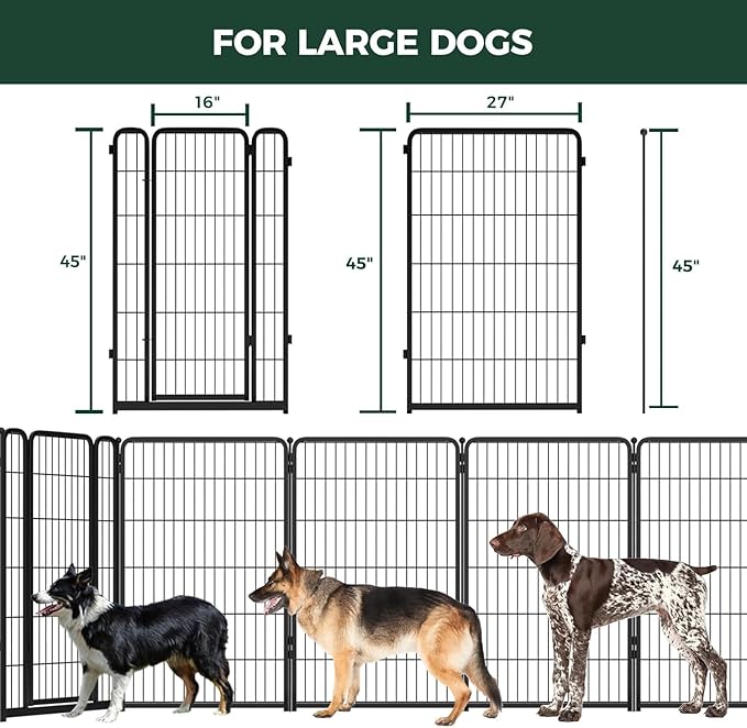 FXW Dog Gate Extra Wide Designed for Indoor Use, Adjustable Width Up to 55-inch Wide (45" H 2 Wire Panels for Large Dogs), Black