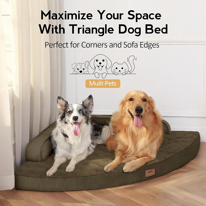 Large Orthopedic Dog Bed with Sides XXL Dog Beds with Removable Washable Cover Non-Slip Waterproof Pet Bed for Extra Large Dogs - Light Coffee XXL