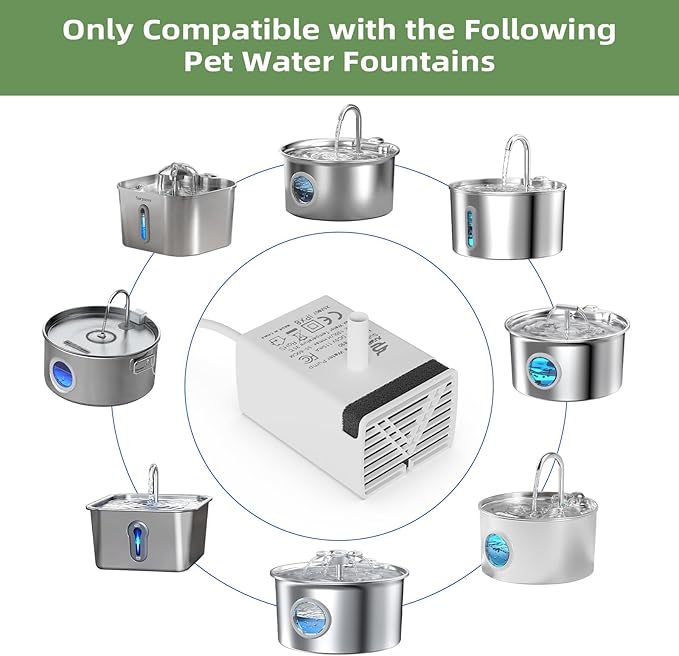 JY-830 Universal Submersible Water Pump for Pet Fountains | Ultra Quiet | IPX8 Waterproof | Easy to Clean and Install | Low Power | Long Lasting