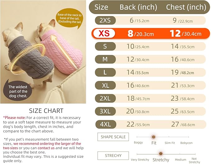 2 Pack Dog Sweaters for Small Dogs - Puppy Medium Warm Clothes in Winter, Turtleneck Pullover Design for Boy Girl Pet, Doggie, Cat, Kitten Chihuahua Bulldog Pug Beagles (XS, Purple, Beige)