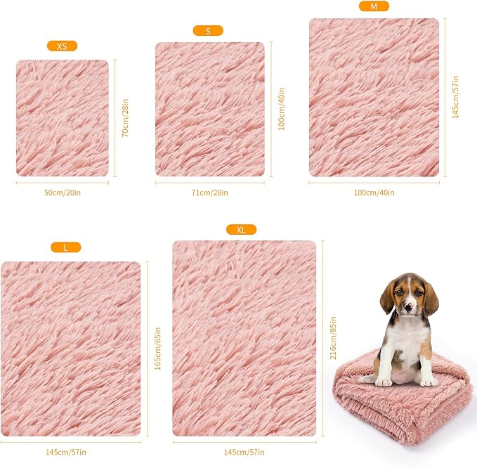 Waterproof Dog Blanket Pink Fluffy Long Faux Fur Pet Throw Blankets for Cats Cozy Warm Couch Mat for Puppy Love Bed Cover Washable(Pink,XL)