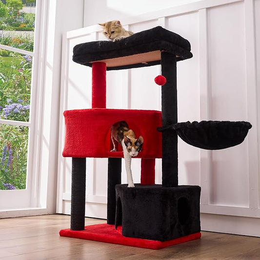 Gardner Pet 41" Tall Cat Tree for Medium-Large Cats, Heavy Duty Cat Tower with 2.8in Posts & Washable Top Perches, Space-Saving Cat Furniture for Apartments, Easy to Assembly