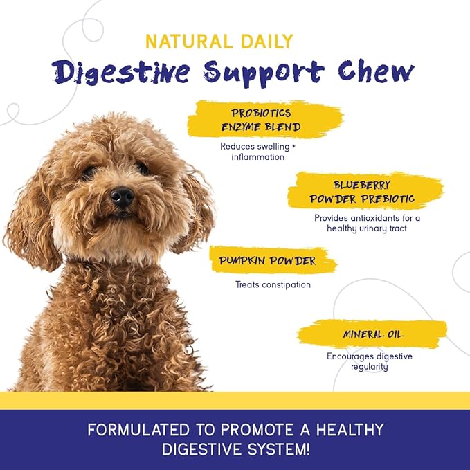 PupGrade 2-Pack Calming and Digestive Support Chews for Dogs - Natural Muscle Relaxant - Prebiotic and Probiotic Supplement with Enzyme Blend - 120 Chews Total