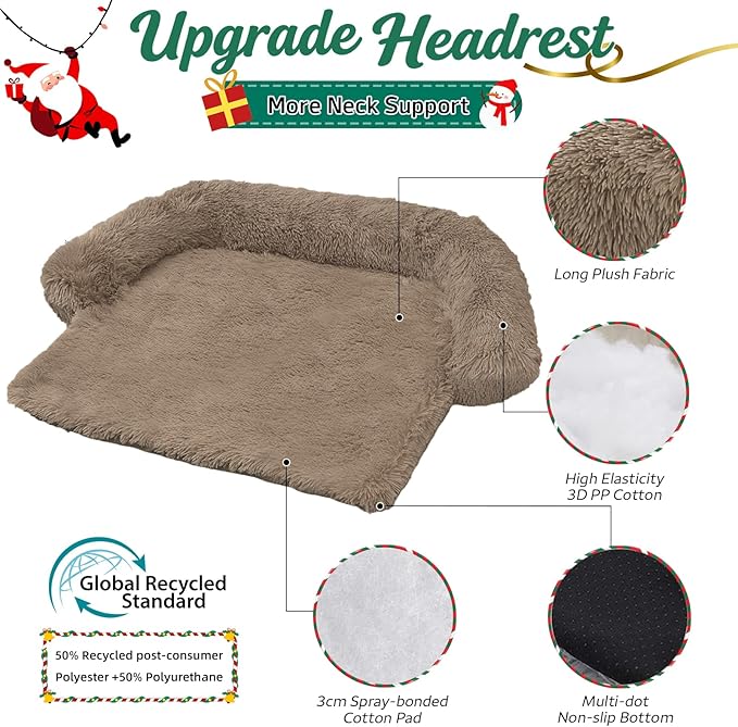 GGIB Calming Dog Bed Christmas Throw Blanket Fluffy Plush Dog Mat Furniture Protector Decoration Holiday Throw for Sofa Couch Cover Large Medium Small Dogs Cats (Extra Large, Camel)