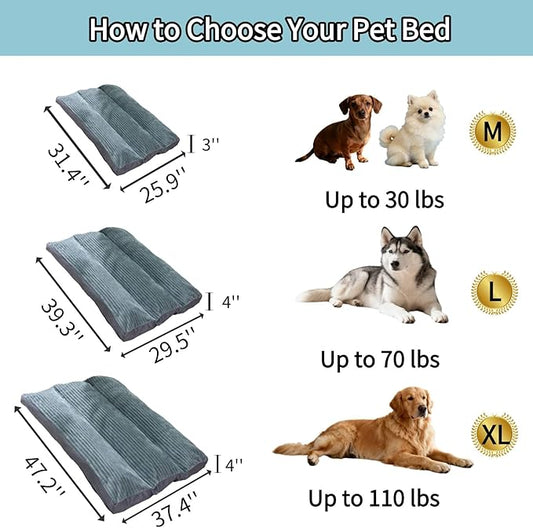 Big Dog Bed for Large/Medium Sized Dogs - Removable Washable Cover, Non-Slip Bottom, Dog Crate Pad Comfort Cushion for Joint Relief, Deep Sleep & Home Decor