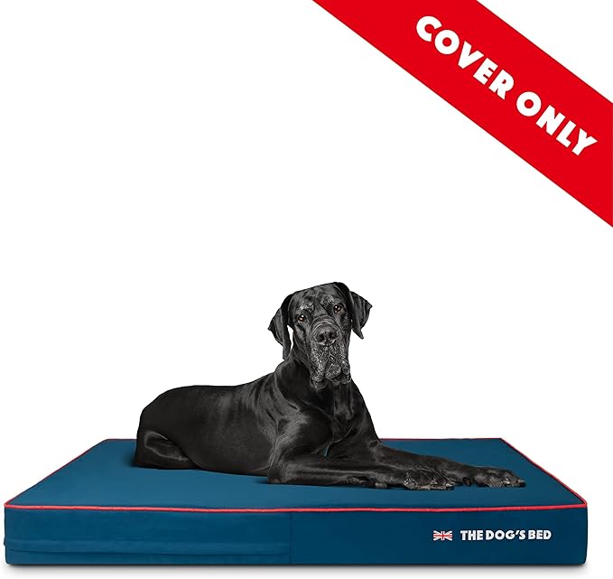 The Dog's Bed Replacement Outer Cover ONLY (Outer Cover ONLY - NO Bed, NO Waterproof Inner) for The Dog's Bed, Washable Oxford Fabric, XXL 6 Inches (Blue with Red Piping UK Flag)