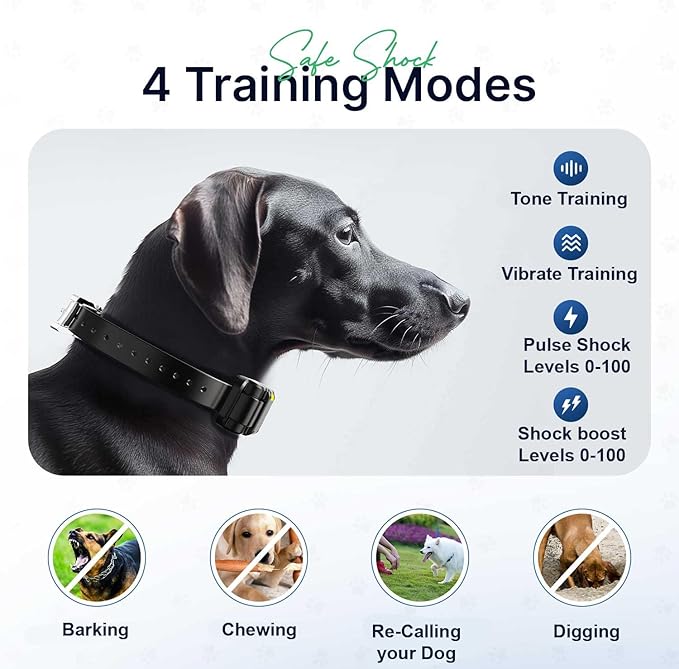 My Pet Command Long Range Dog Training Collar with Remote 1 Mile/5280 Ft Safe Shock, Vibrate, Tone, Flashing Beacon Lights, Rechargeable Waterproof Remote device, add up to 2 Collars. Xtra Collar only