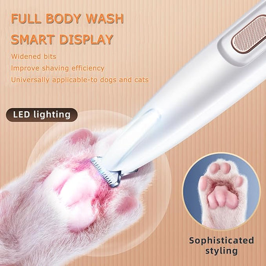 1PC Dog Paw Trimmer with LED Light,35dB Low Noise Precision Pet Paw Trimmer for Dogs Cats Grooming Clippers,Safety Electric Paw Hair Trimmer for Paws,Ears,Rump,Face,Eyes,Dog Christmas Gifts