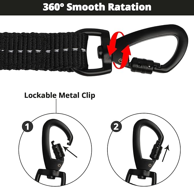 Long Dog Leash 150 FT: Heavy Duty Rope Leashes for Dogs Training with Swivel Lockable Hook Reflective Threads Bungee and Padded Handle - Dog Lead for Large Small Medium Dogs Outside Walking Hiking