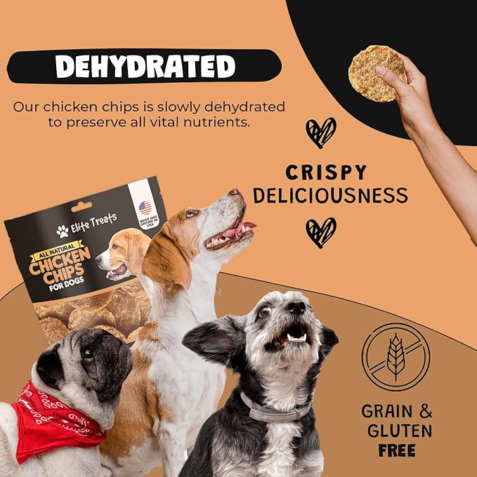 Chicken Chips 12 oz, Dehydrated Chicken Dog Treats, All Natural, Single Ingredient, USA Made, for Small to Large Dogs