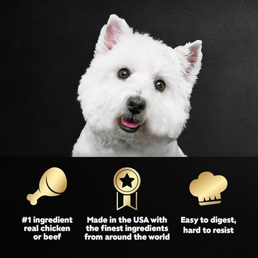 Cesar Loaf & Topper in Sauce Wet Dog Food Bacon Feast Variety Pack, Rotisserie Chicken with Bacon & Cheese and Angus Beef with Bacon & Cheese, 3.5 oz, Easy Peel Trays, 12 Count (Pack of 2)