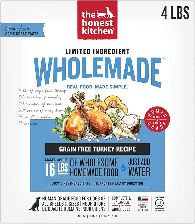 The Honest Kitchen Wholemade™ Dehydrated Limited Ingredient Turkey Dog Food, 4 lb Box