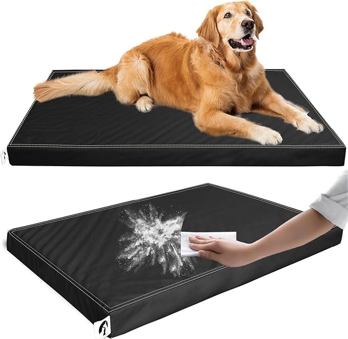 Dog Bed for Crate Orthopedic, Waterproof with Removable Washable Faux Leather Cover, Suitable for Pets Up to 90 lbs