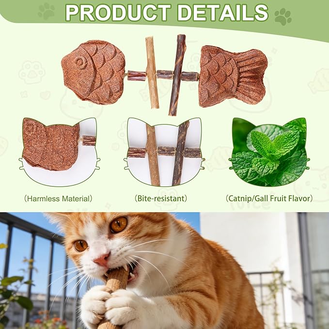 Creative Fish Bone Cat Toy,Purrident - Fix Your Cat’s Dental Health,Wooden Catnip Teeth Cleaning Stick,Natural Fishbone Cat Dental Toy,Pets Cat Chew Stick Toys,for Cats Teeth Cleaning(3Pcs-Mix)