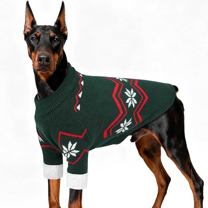 WINGOIN Dog Sweater for Large Dogs, XXXXL Size Dog Christmas Sweaters, Male Female Knit Dogs Turtleneck Pullover with Leash Hole, Pet Warm Winter Clothes for Girl Boy Doberman, Rottweiler (4XL)