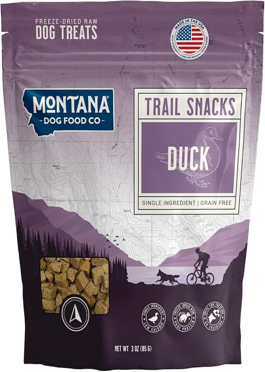 MONTANA DOG FOOD CO. Freeze-Dried Duck Neck Dog Treats – 100% Natural, Single Ingredient, High Protein, Grain-Free, Made in USA – 3 oz Bag