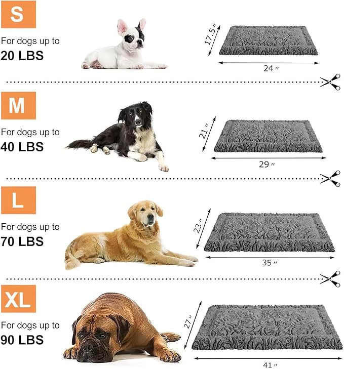 2 Pack Washable Dog Bed for Large Medium Small Dogs, Deluxe Plush Dog Crate Mat with Anti-Slip, Washable Orthopedic Durable Kennel Pad for Pet Sleeping Puppy (Dark Grey, 35" 23"*1.5")