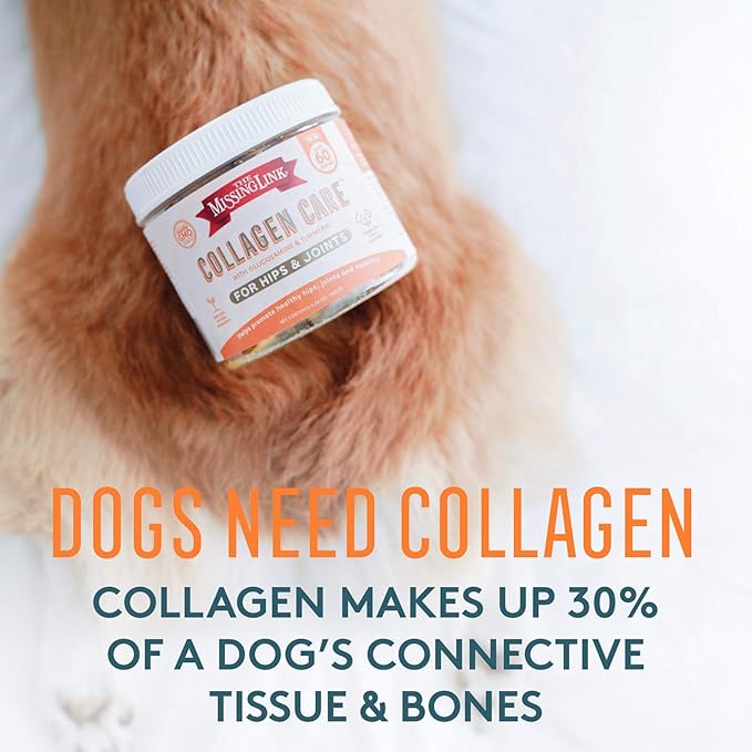 The Missing Link Collagen Care Hip & Joint Soft Chews 60ct - Daily Mobility & Anti-Inflammatory Support for Dogs (Pack of 2)