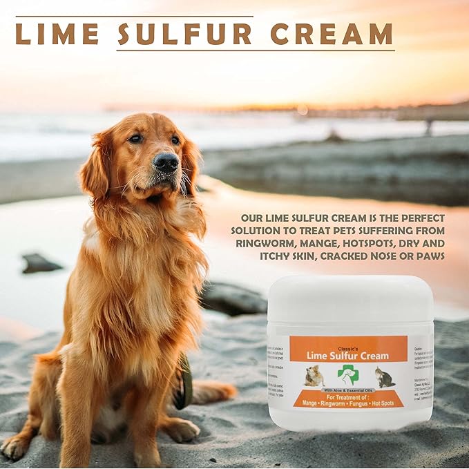 Healthy Paw Life Lime Sulfur Pet Skin Cream (4 oz) - Pet Care for Itchy and Dry Skin - Safe Solution for Dog, Cat, Puppy, Kitten, Horse