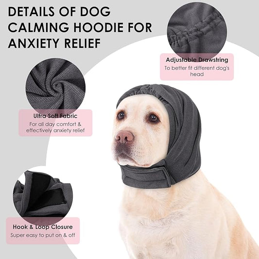 KOESON Dog Calming Hoodie, No Shake Ear Wrap for Dogs Hematoma, Anxiety Relief Dog Head Muffs for Noise Protection, Grooming, Drying, Fireworks & Thunder, Soft Neck Warmer & Ear Cover for Dogs & Cats