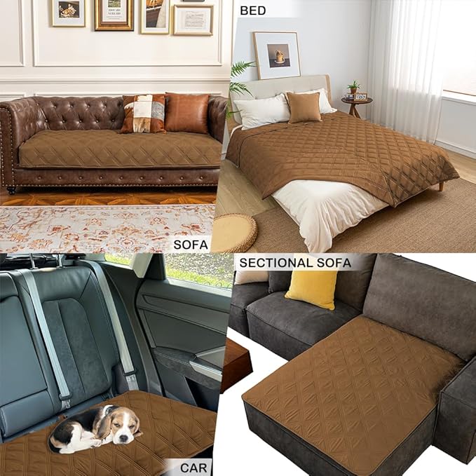 fuguitex Waterproof Dog Blanket Reversible for Small Dogs Resistant Leakproof Washable Couch Cushion Bed Protector Cover for Indoor Furniture Pet Friendly（30"*90",Brown+Brown