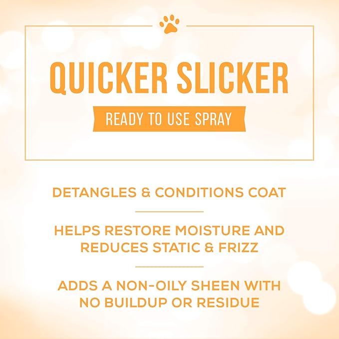 Paw Brothers Grooming Tool and Nature's Specialties Conditioning Spray Bundle - Coated Pin Flat Slicker Brush, X-Large - Quicker Slicker Detangling and Conditioning Spray, Ready to Use, 16 oz