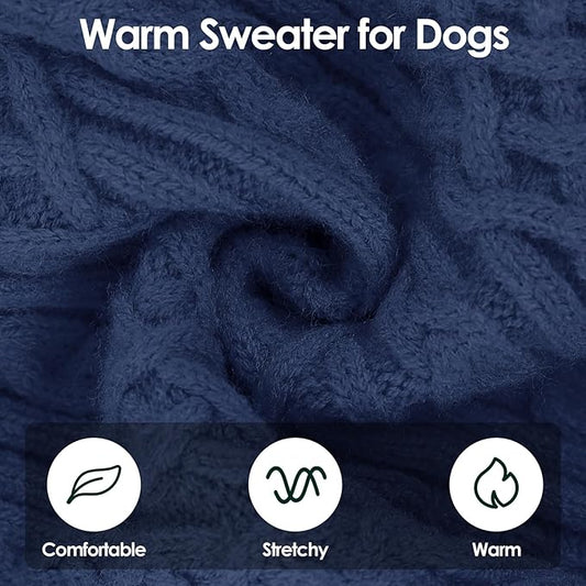 SUNFURA XL Dog Sweater, Warm Dog Sweaters for Large Dogs Boy Girl, Doggy Xmas Pullover Clothes for Fall Winter, Solid Color Pet Knitted Knitwear for Pitbull, Labrador Retriever, Bluish Grey X-Large