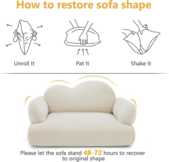 Lovupet Dog Sofa Couch for Medium Breed, Soft Full Foam Dog Couch Bed with Anti-Slip Bottom, PS695 (White)