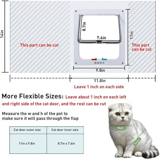 Cat Door for Window, Safety Cat Window with 4 Locking Modes, Fits 12"-36" Window, Pet Friendly Window Cat Door Insert, Ease of Installation, Magnetic Closure, Weatherproof Design, Clear Plexiglass