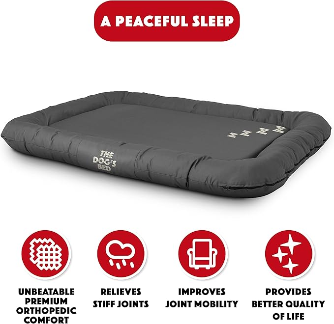 The Dog’s Bed Utility Waterproof Dog Bed, XXL, Durable Grey Oxford Fabric, Tough YKK Zippers, Washable Cover, Dog Beds for Home, Car, Crate & Yard, Puppy & All Pet Comfort, Veterinary Approved